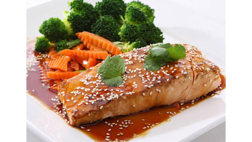 Teriyaki Salmon With Steamed Vegetables